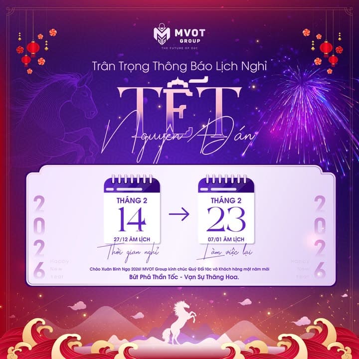🌸 THÔNG BÁO LỊCH NGHỈ TẾT NGUYÊN ĐÁN 2026 🌸